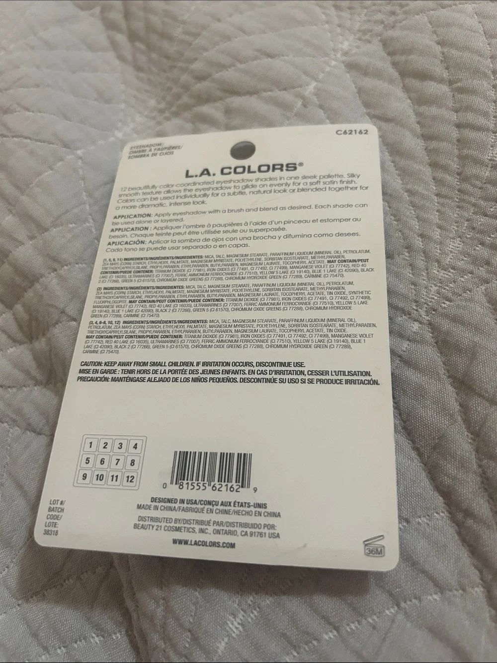 L.A. COLORS 12 Color Eyeshadow Palette - Multi-Color NWT